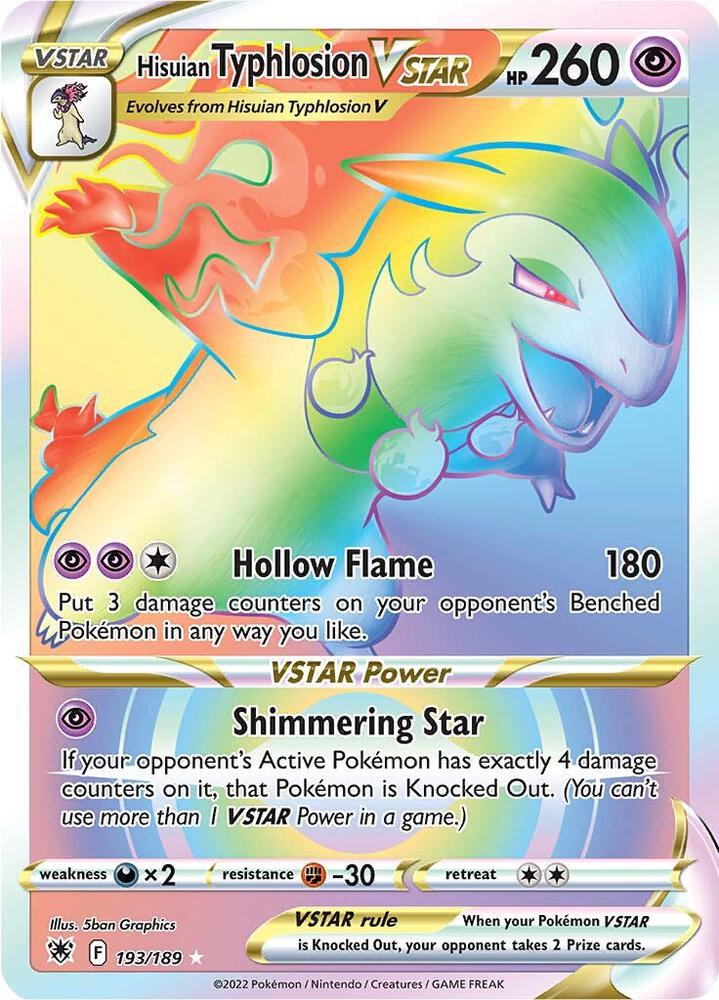 Hisuian Typhlosion VSTAR Secret 193/189 (SWSH10: Astral Radiance)  - Holofoil